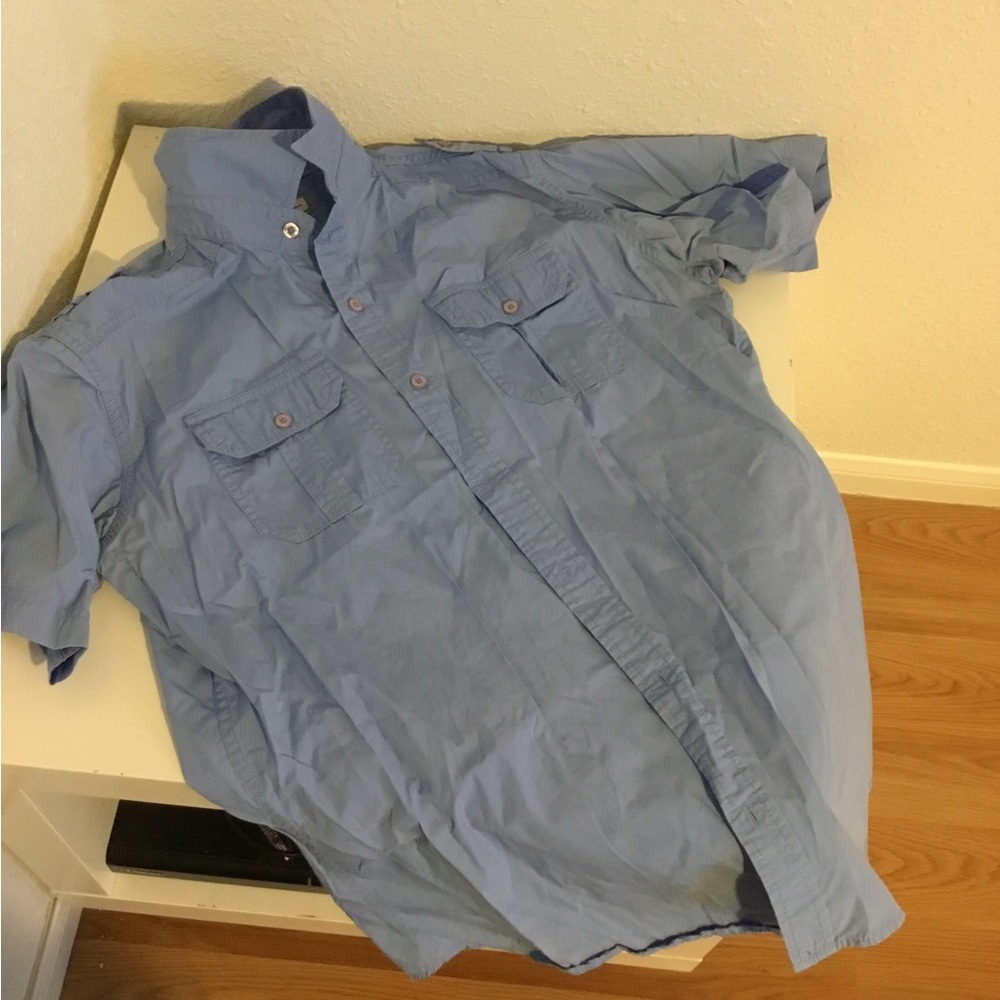 PD&C Men's Short-Sleeve Button-Down Shirt - Light Blue
